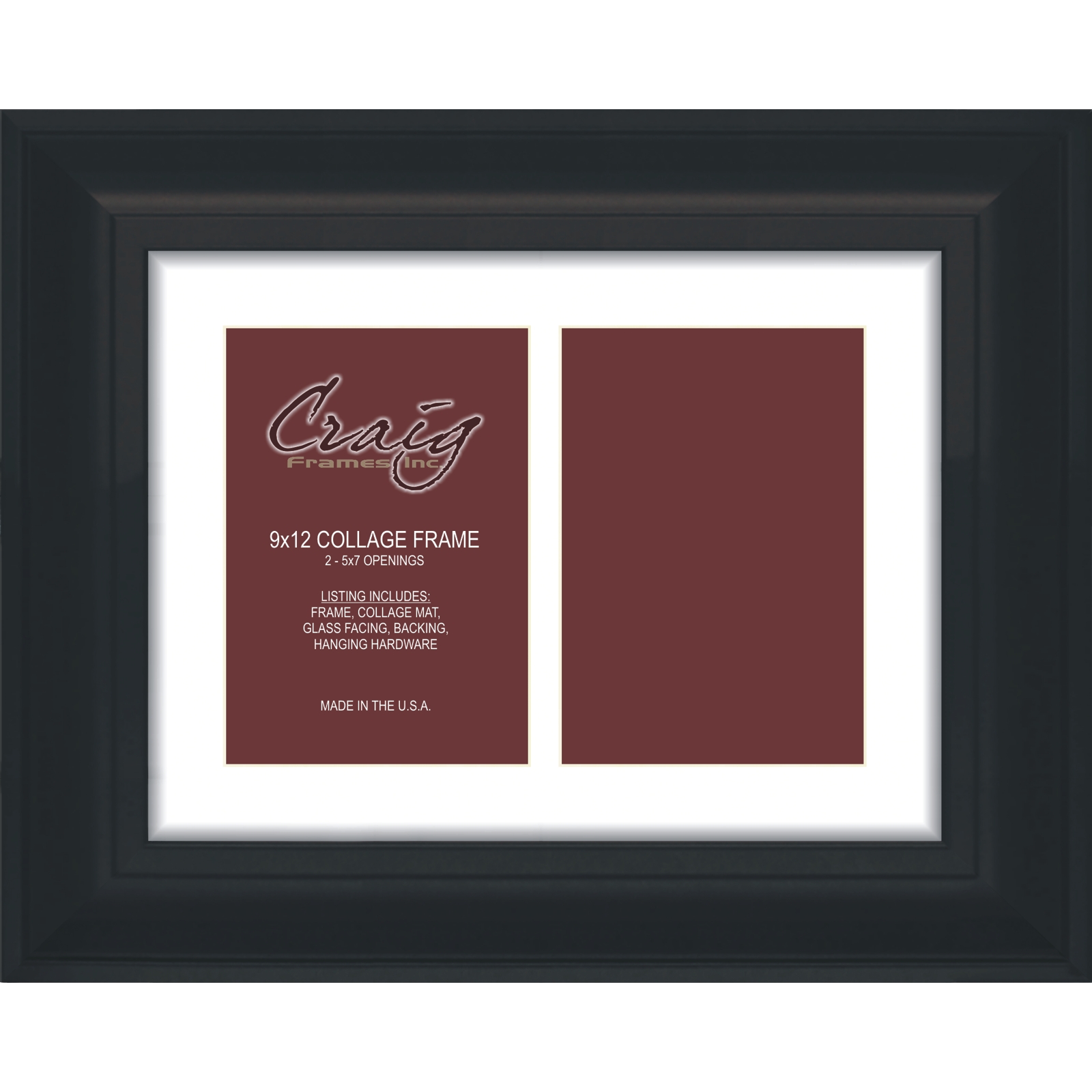 Craig Frames Contemporary Upscale 2 Photo Collage Frame, 2 5x7 Openings